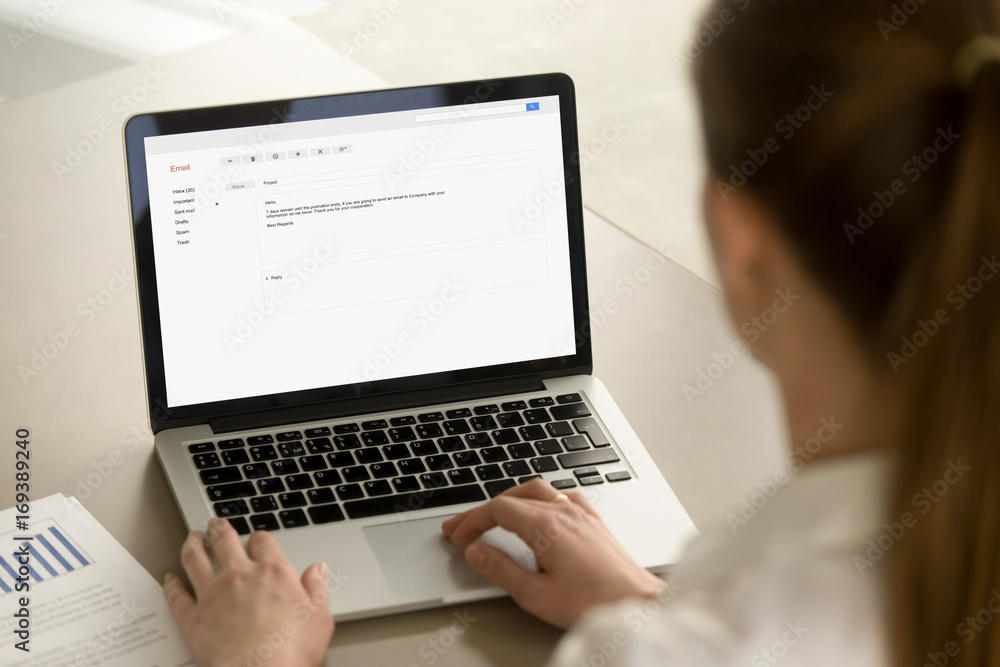 Business email on a laptop